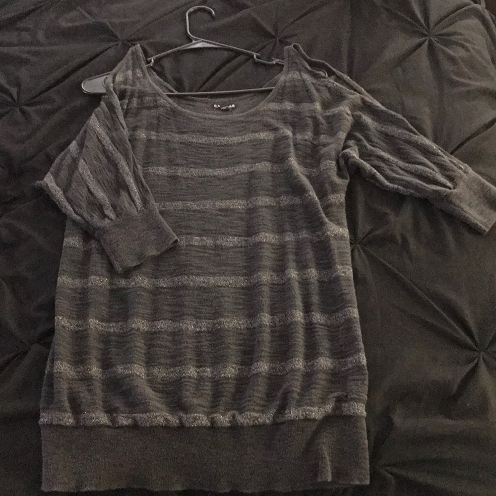 Gray Off the Shoulder Top